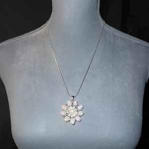 Faux Pearl Flower Necklace